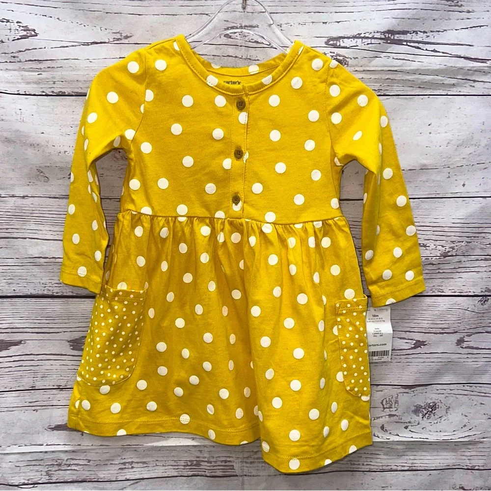 Carter's Yellow Polkadot Dress Size 18 Months
